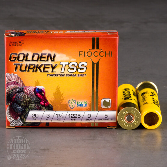 5rds – 20 Gauge Fiocchi Golden Turkey TSS 3" 1-3/8oz. #9 Shot Ammo