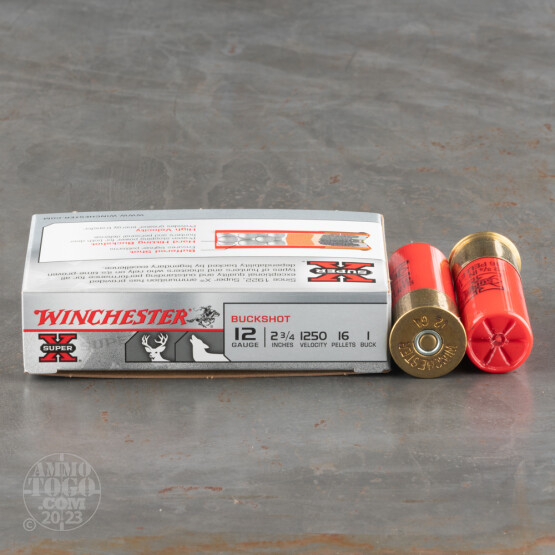 250rds - 12 Ga. Winchester 2 3/4" 16 Pellet #1 Buckshot Ammo