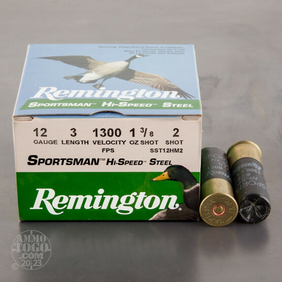 25rds - 12 Gauge Remington Sportsman Hi-Speed Steel 3" 1 3/8oz. #2 Shot Ammo