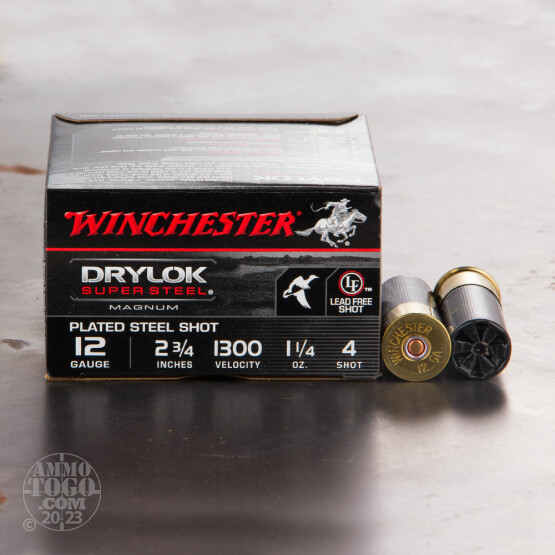 25rds - 12 Ga. Winchester Super-X Drylok 2 3/4" 1 1/4oz. #4 Steel Shot