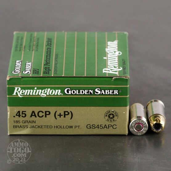 500rds - 45 ACP +P Remington Golden Saber 185gr. JHP Ammo