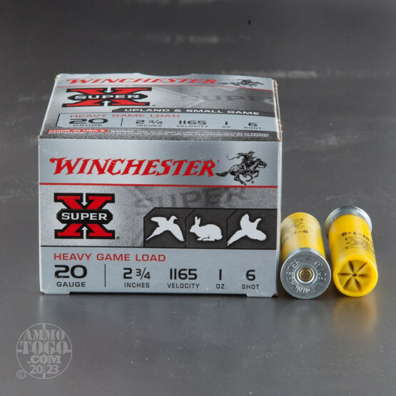 250rds - 20 Gauge Winchester Super-X Heavy Game Load 2 3/4" #6 Shot Ammo