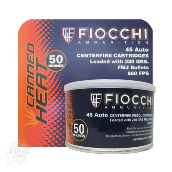 500rds - 45 ACP Fiocchi Canned Heat 230gr. FMJ Ammo