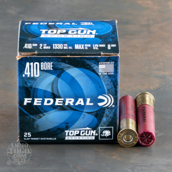 25rds – 410 Gauge Federal Top Gun Sporting 2-1/2" 1/2oz. #8 Shot Ammo