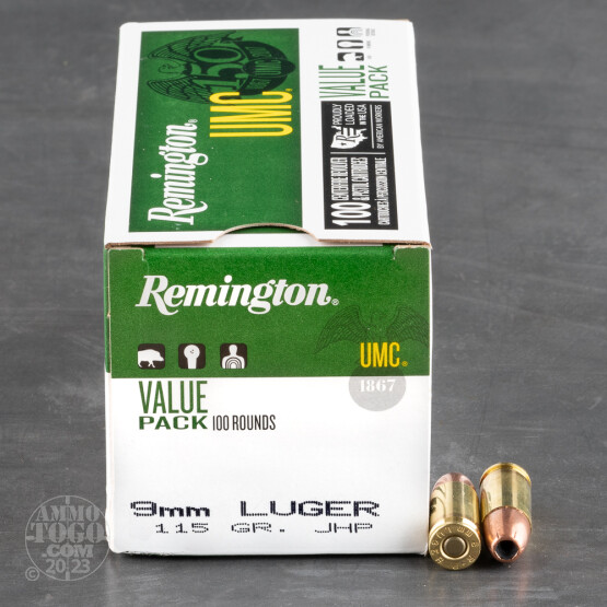 100rds - 9mm Remington 115gr. UMC Jacketed Hollow Point Ammo