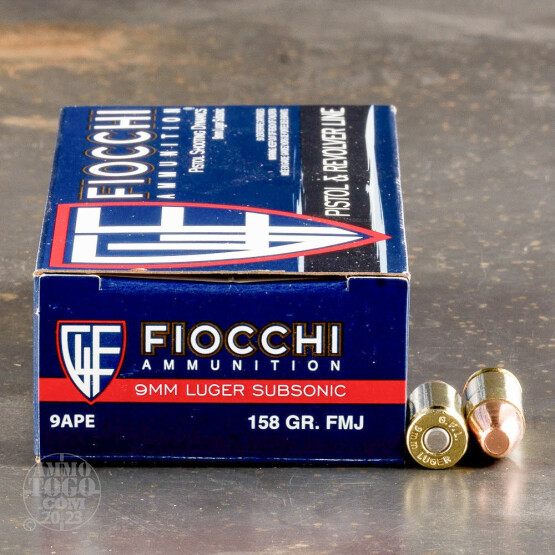 50rds - 9mm Fiocchi 158gr. Sub-Sonic FMJ Ammo