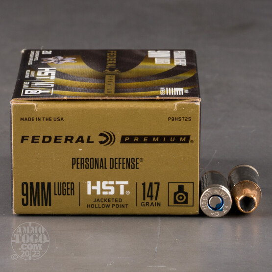 20rds - 9mm Federal Personal Defense 147gr. HST JHP Ammo