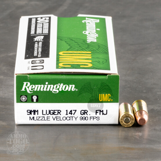 50rds - 9mm Remington UMC 147gr. Full Metal Jacket Ammo
