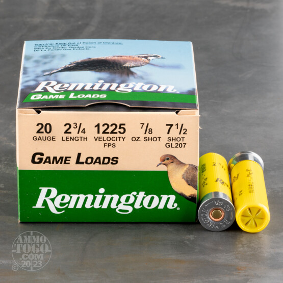 25rds - 20 Gauge Remington Game Load 2 3/4"  7/8oz. #7 1/2 Shot