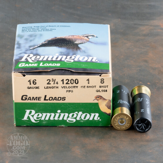 25rds - 16 Gauge Remington Game Load 2 3/4" 1oz. #8