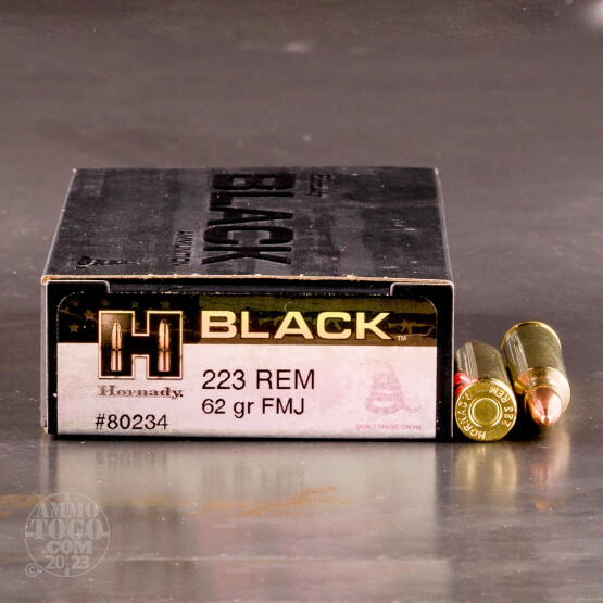 200rds – 223 Rem Hornady BLACK 62gr. FMJ Ammo