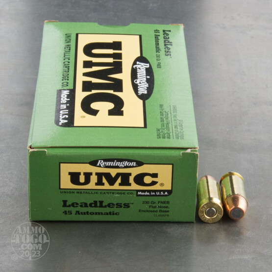 50rds - 45 ACP Remington UMC 230gr. FNEB Leadless Ammo