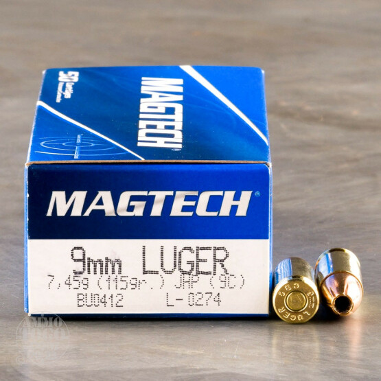 1000rds – 9mm Magtech 115gr. JHP Ammo