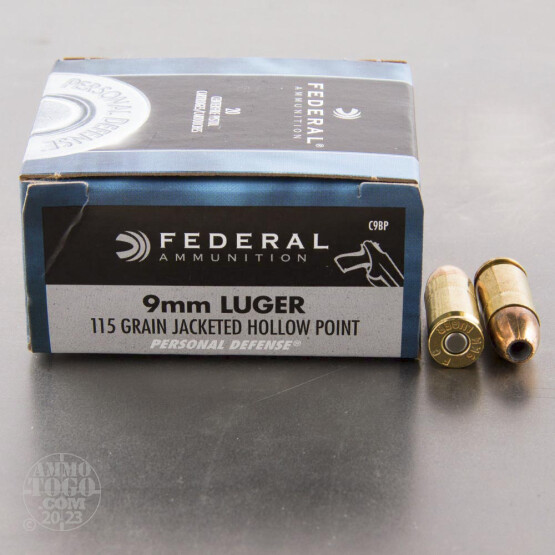 20rds - 9mm Luger Federal 115gr. JHP Ammo