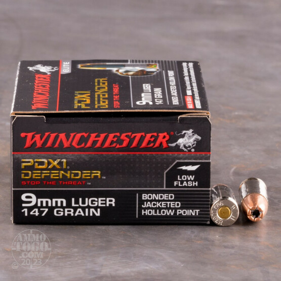 20rds – 9mm Winchester Defender 147gr. PDX1 Bonded JHP Ammo