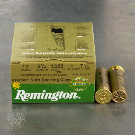 250rds - 12 Gauge Remington Premier Nitro Sporting Clays 2 3/4" 1oz. #7 1/2 Shot Ammo