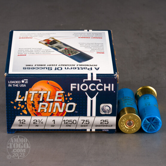 250rds - 12 Gauge Fiocchi Little Rino 1oz. #7 1/2 Shot Ammo 2 3/4