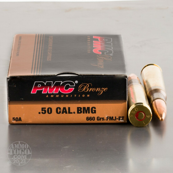 10rds - 50 Cal. BMG PMC Bronze 660gr. Ball Ammo