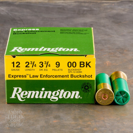 25rds - 12 Gauge Remington LE 2 3/4" 3 3/4 Dram 9 Pellet 00 Buckshot Ammo