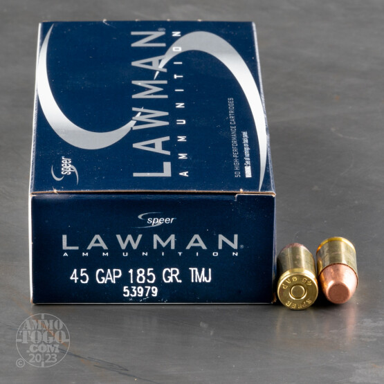 50rds - 45 GAP Speer Lawman 185gr. TMJ Ammo