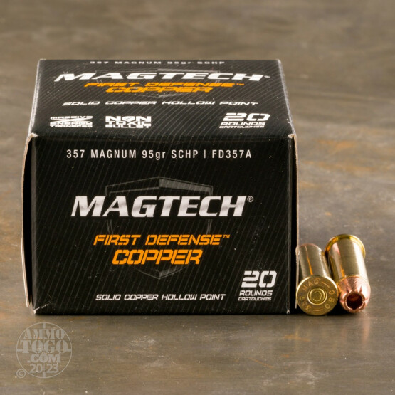 20rds - 357 Mag Magtech 95gr. First Defense Solid Copper HP Ammo