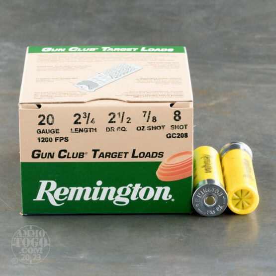 250rds - 20 Gauge Remington Gun Club 2 3/4"  7/8oz. #8 Shot