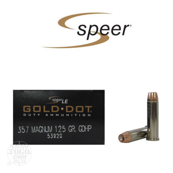 50rds – 357 Magnum Speer LE Gold Dot 125gr. JHP Ammo