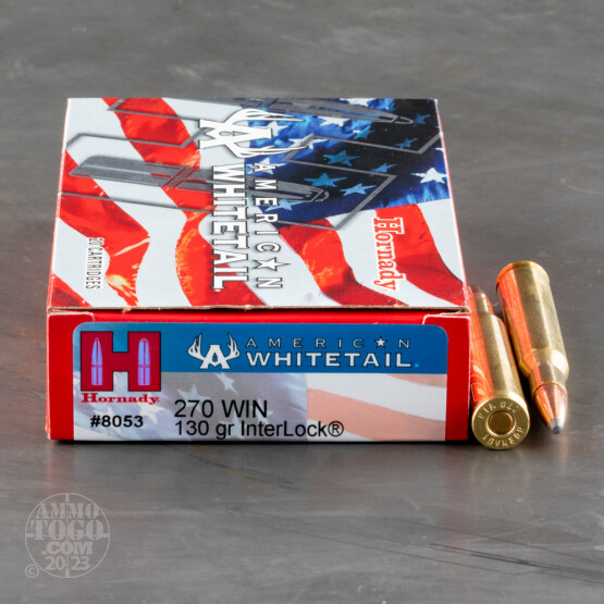 20rds - .270 Win Hornady American Whitetail 130gr. InterLock SP Ammo