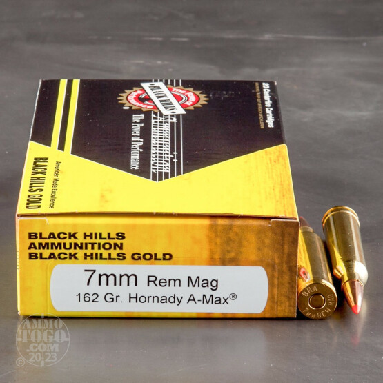 20rds - 7mm Rem Mag Black Hills Gold 162gr. A-Max Polymer Tip Ammo