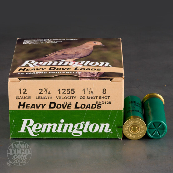 25rds - 12 Gauge Remington Heavy Dove Loads 2 3/4" 1 1/8oz. #8 Shot Ammo