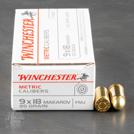 50rds - 9x18 Makarov Winchester 95gr. FMJ Ammo
