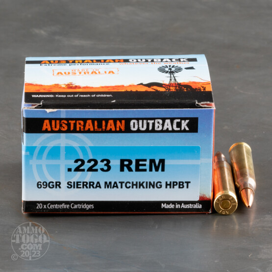 20rds - .223 Australian Outback 69gr. Sierra MatchKing HPBT Ammo