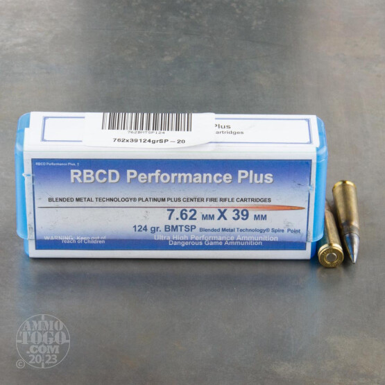 20rds - 7.62x39mm RBCD Performance Plus 124gr. BMTSP Ammo