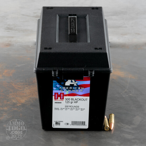 200rds – 300 AAC Blackout Hornady American Gunner 125gr. HP Ammo in Field Box