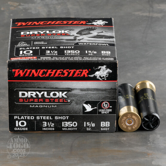25rds - 10 Gauge Winchester Drylok Super Steel Magnum 3 1/2" 1 5/8oz. #BB Shot Ammo