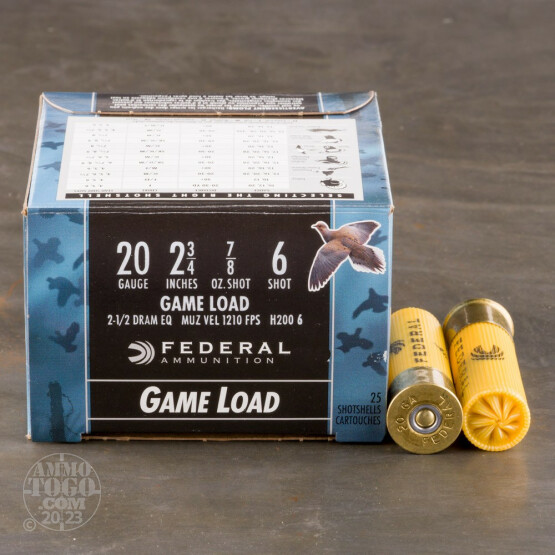 25rds - 20 Gauge Federal Game Shok 2 3/4" 7/8oz. #6 Shot Ammo