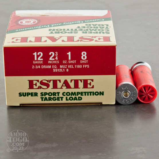 25rds - 12 Gauge Estate Super Sport Competition Target 2-3/4" 1 oz. #8 Shot Ammo