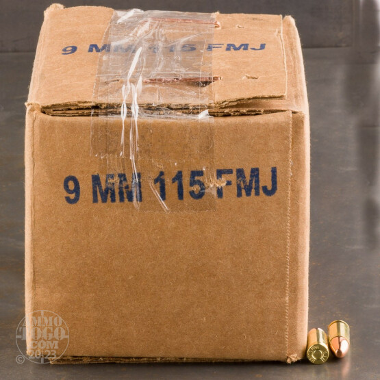 100rds - 9mm DRS 115gr. FMJ Ammo (Once Fired Brass)