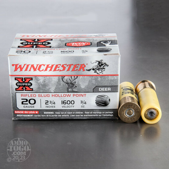 15rds – 20 Gauge Winchester Super-X 2-3/4" 3/4oz. Rifled Slug