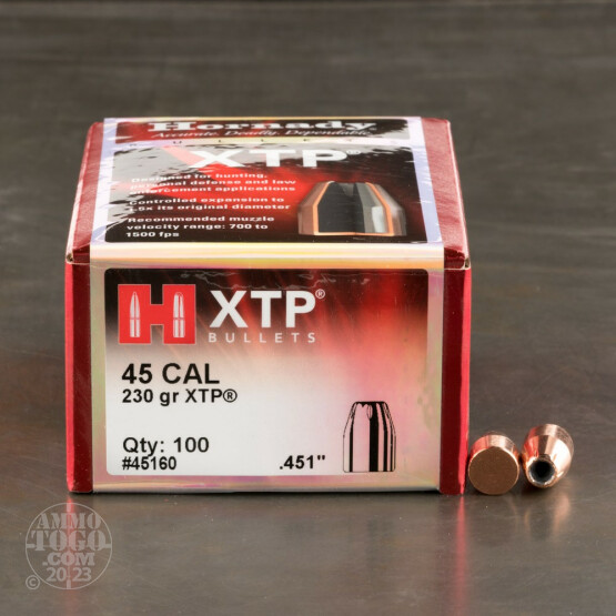 100pcs - 45 ACP Hornady 230gr. XTP Bullets