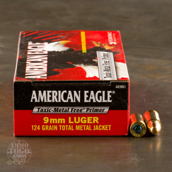 1000rds - 9mm Federal American Eagle IRT 124gr. TMJ Ammo