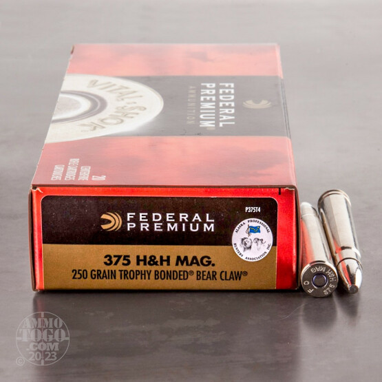 20rds – 375 H&H Mag Federal Vital-Shok 250gr. Trophy Bonded Bear Claw Ammo