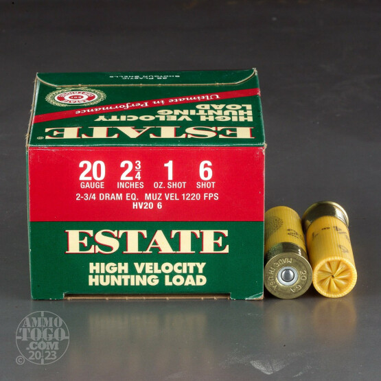 250rds - 20 Gauge Estate HV Hunting 2 3/4" 2 3/4 Dram 1oz. #6 Shot Ammo