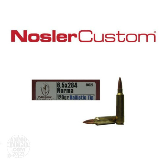 20rds – 6.5mm-284 Norma Nosler Trophy Grade 120gr. Ballistic Tip Ammo