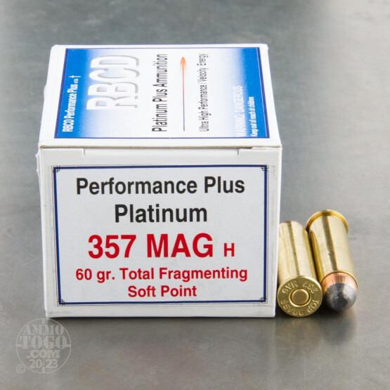 20rds - 357 Mag RBCD Performance Plus 60gr. Total Fragmenting Soft Point Ammo