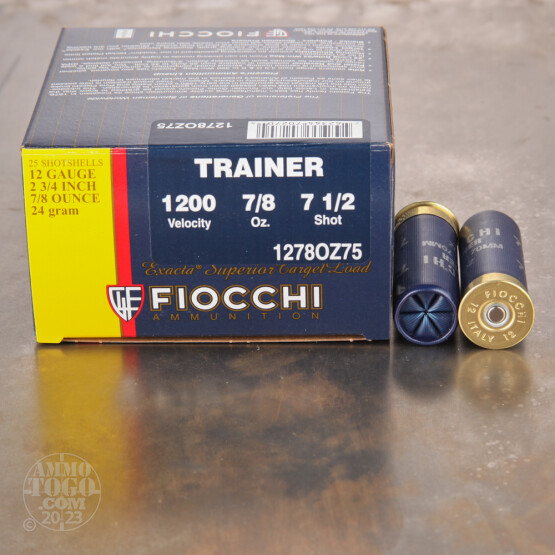 250rds - 12 Gauge Fiocchi Low Recoil Target 2 3/4"  7/8oz. #7 1/2 Shot