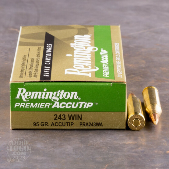 20rds - 243 Win Remington Premier 95gr. Accutip Polymer Tip Ammo