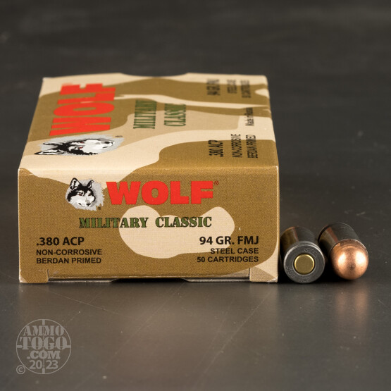 1000rds - 380 Auto Wolf Military Classic 94gr. FMJ Ammo