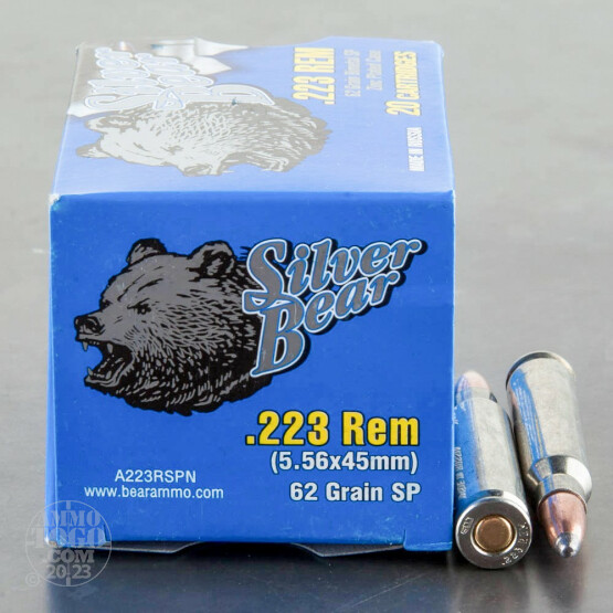 500rds - 223 Silver Bear 62gr. Soft Point Ammo