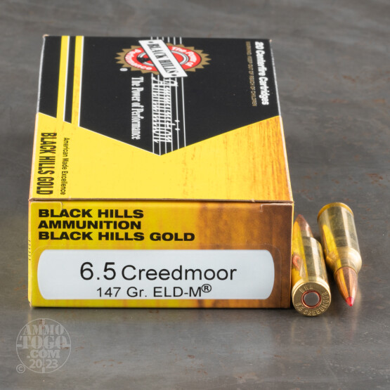 20rds – 6.5 Creedmoor Black Hills Gold 147gr. ELD Match Ammo